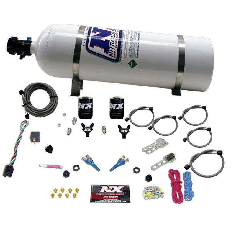 Nitrous Express Ford EFI Dual Nozzle Nitrous Kit (100-300HP) w/15lb Bottle