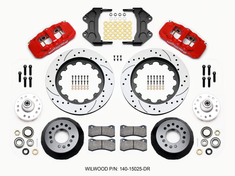 Wilwood AERO6 Front Hub Kit 15.00 Drilled-Red WWE ProSpindle