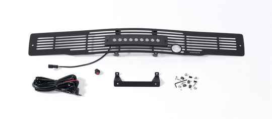 Putco 15-17 Ford F-150 Bumper Grille Insert- SS Blk Bar Design w/Heater Plug & 10in Luminix Lightbar