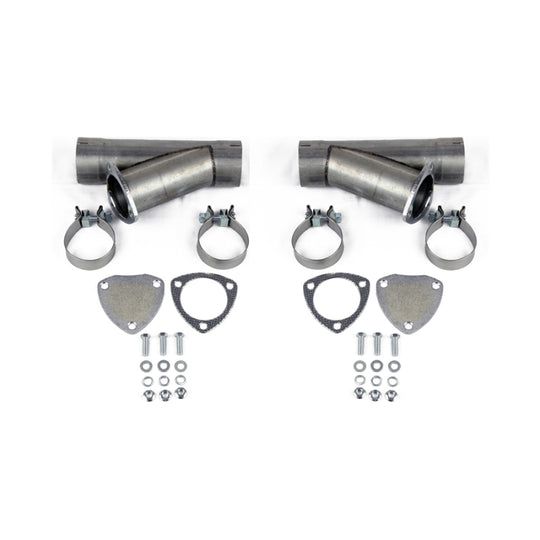 Granatelli 2.25in Aluminized Mild Steel Manual Dual Exhaust Cutout w/Slip Fit & Band Clamps