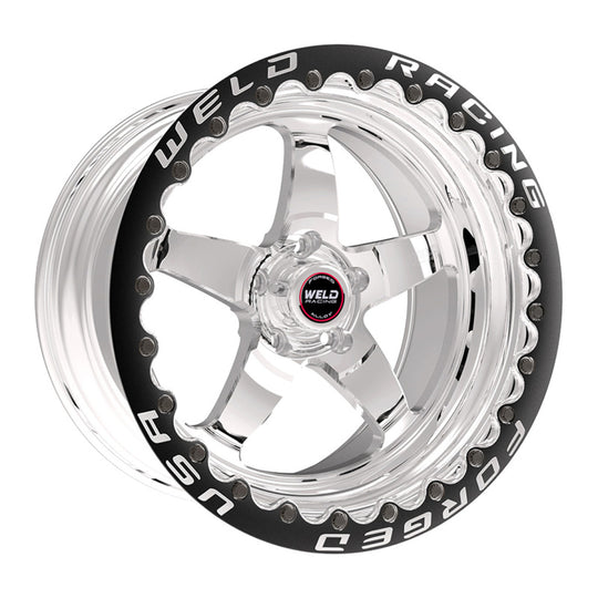 Weld S71 15x14.33 / 5x4.5 BP / 6.5in. BS Polished Wheel (Medium Pad) - Black Single Beadlock MT