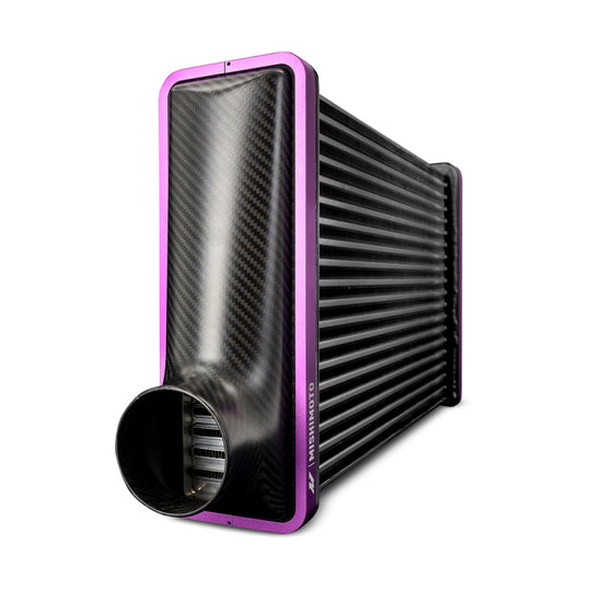 Mishimoto Universal Carbon Fiber Intercooler - Gloss Tanks - 450mm Black Core - C-Flow - DG V-Band