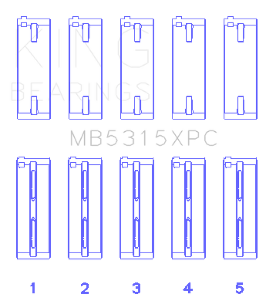 King 1992+ Mitsubishi 4G63/4G64 EVO I-IV (Size 0.5) Coated Performance Main Bearing Set