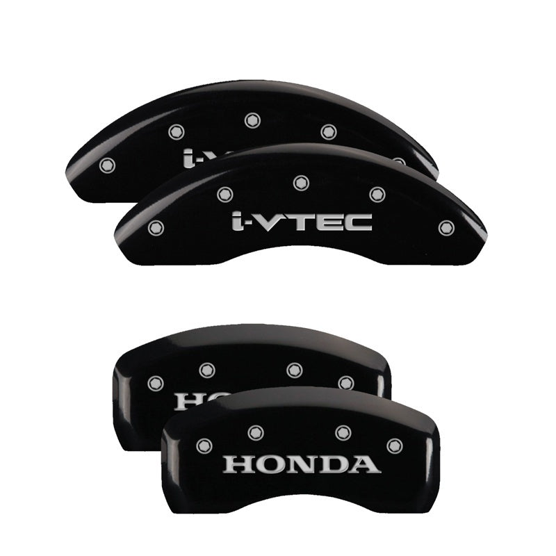 MGP 4 Caliper Covers Engraved Front & Rear I-Vtec Black Finish Silver Char 2018 Honda Accord