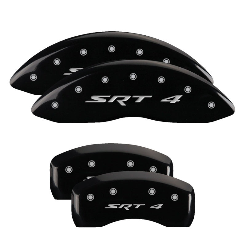 MGP 4 Caliper Covers Engraved Front &amp; Rear C6/Corvette Black finish silver ch