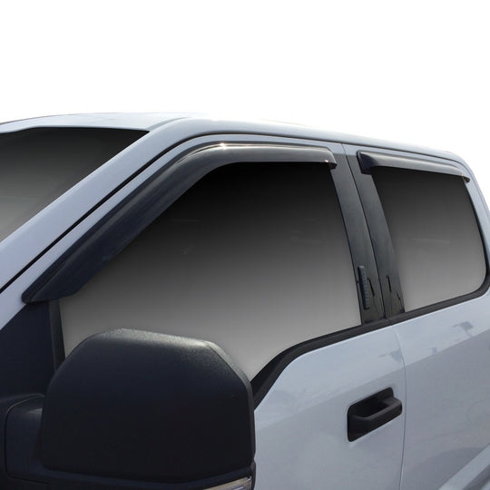 Westin 2015-2018 Ford F-150 SuperCrew Wade Slim Wind Deflector 4pc - Smoke