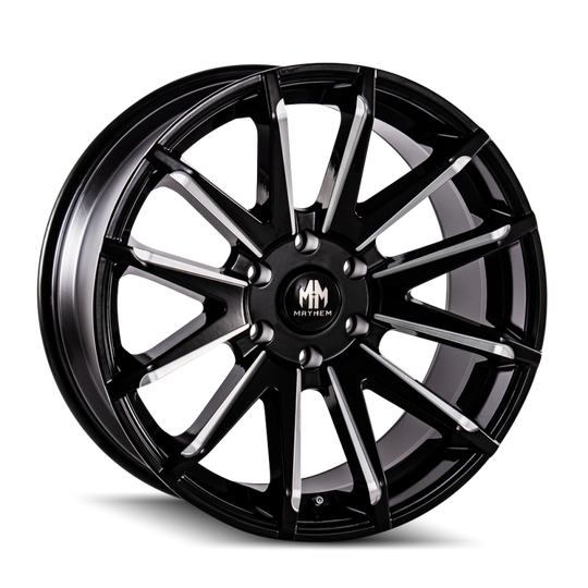 Mayhem 8109 Crossfire 22x9.5 / 6x114.3 BP / 18mm Offset / 78.3mm Hub Black w/ Milled Spokes Wheel