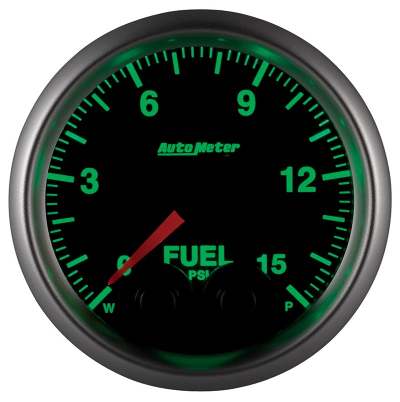 AutoMeter Gauge Fuel Press 2-1/16in. 15PSI Stepper Motor W/Peak & Warn Elite