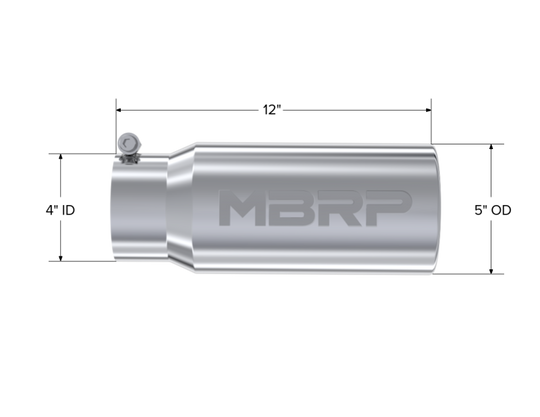 MBRP Universal Tip 5 O.D. Rolled Straight 4 inlet 12 length