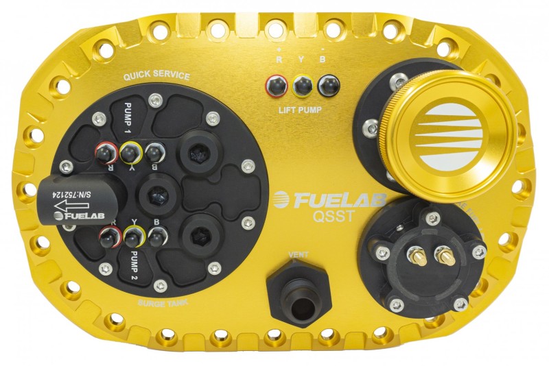 Fuelab Quick Service Surge Tank w/49442 Lift Pump & Twin Screw 500LPH Brushless Pump - Gold