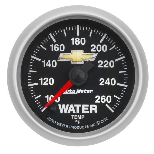 AutoMeter Gauge Water Temp 2-1/16in. 100-260 Deg. F Digital Stepper Motor Chevy Gold Bowtie