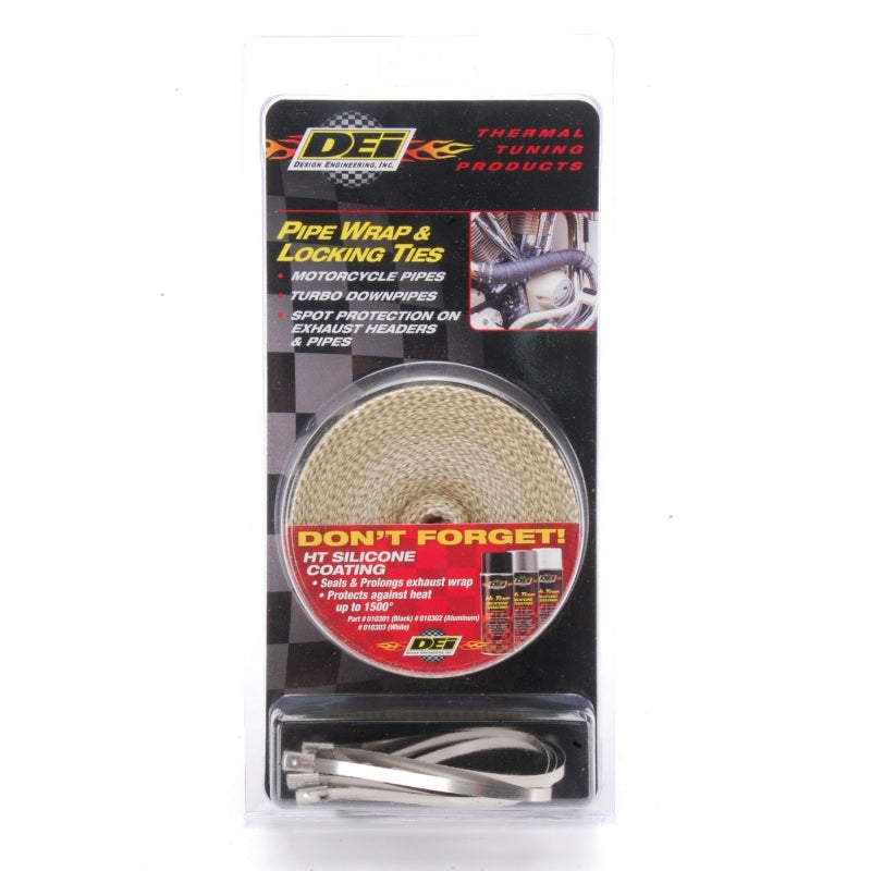 DEI Exhaust Wrap Kit - Pipe Wrap and Locking Tie - Tan