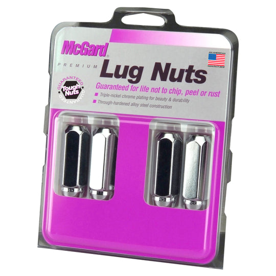McGard Hex Lug Nut (Cone Seat / Duplex) M14X2.0 / 13/16 Hex / 2.25in. Length (4-Pack) - Chrome
