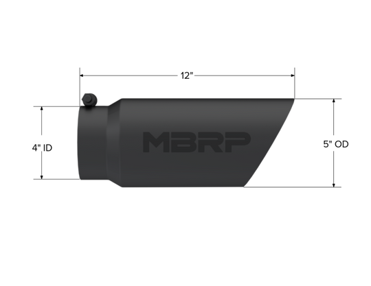 MBRP Universal Tip 5 O.D. Dual Wall Angled 4 inlet 12 length - Black Finish