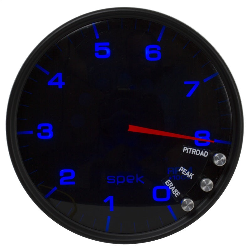 Autometer Spek-Pro Gauge Tachometer 5in 8K Rpm W/Shift Light & Peak Mem Black/Smoke/Black