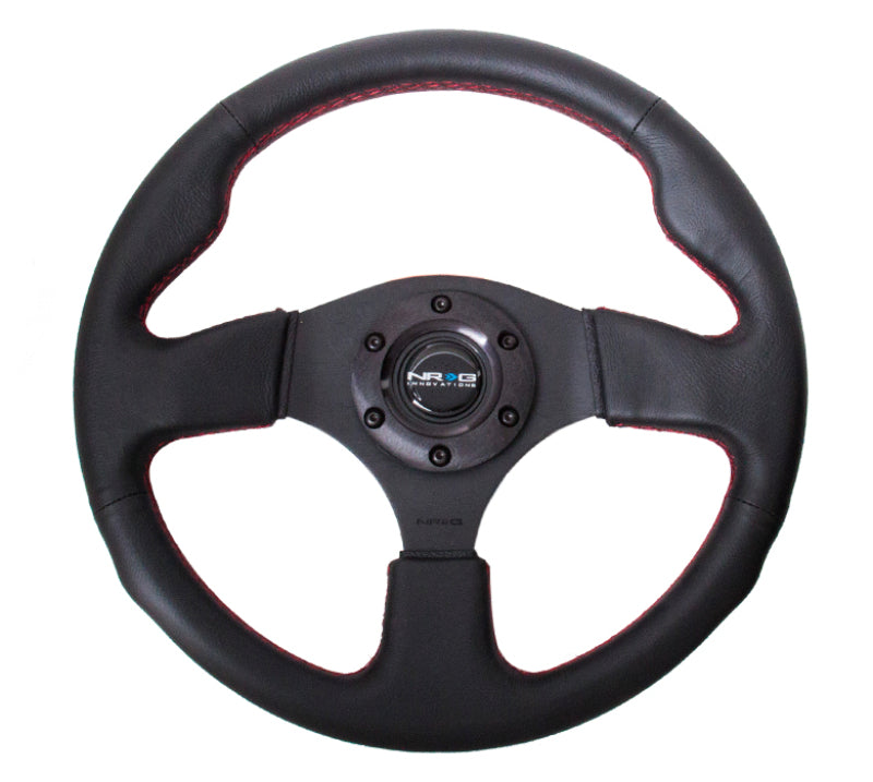 NRG Reinforced Steering Wheel (320mm) Leather w/Red Stitch