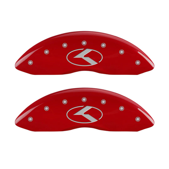 MGP 4 Caliper Covers Engraved Front & Rear Circle K/Kia Red finish silver ch