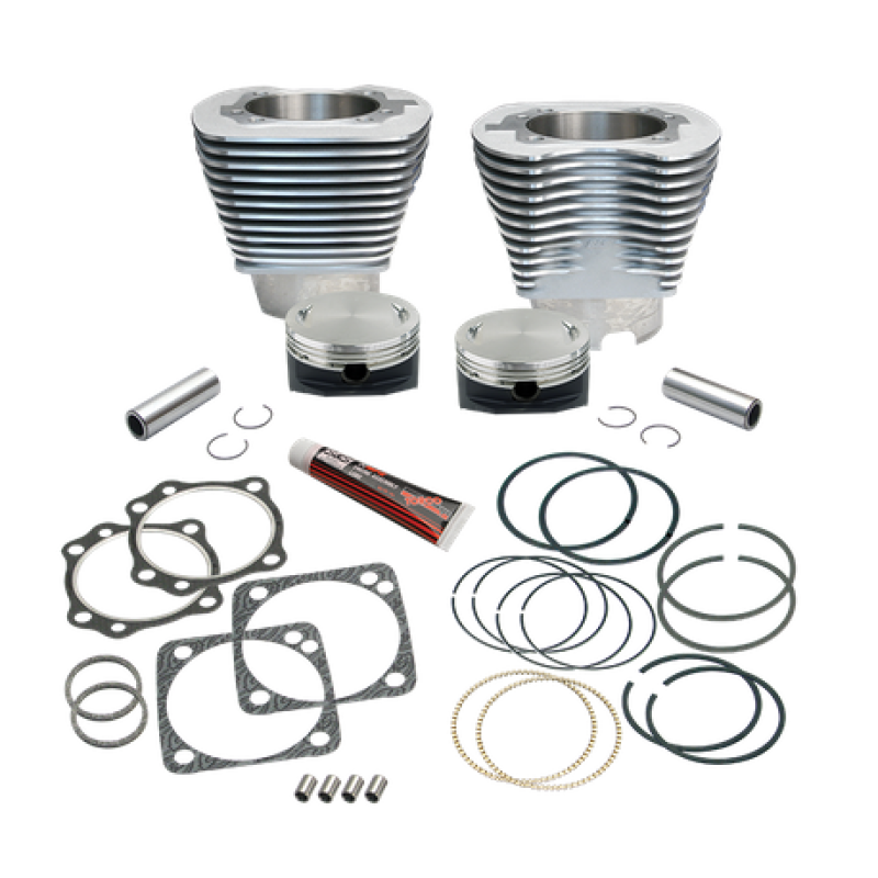 S&amp;S Cycle 84-99 BT 4-1/8in Bore Cylinder Set w/ Pistons For 117in V-Series Engines - Natural