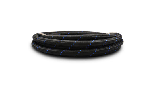 Vibrant -12 AN Two-Tone Black/Blue Nylon Braided Flex Hose (20 foot roll)