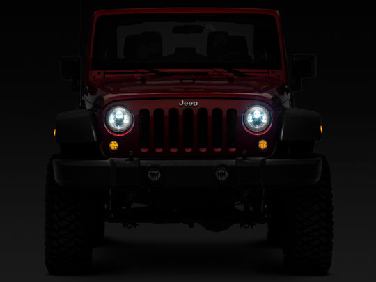 Raxiom 97-18 Jeep Wrangler TJ/JK Axial Series LED Daymaker Headlights- Chrome Housing (Clear Lens)