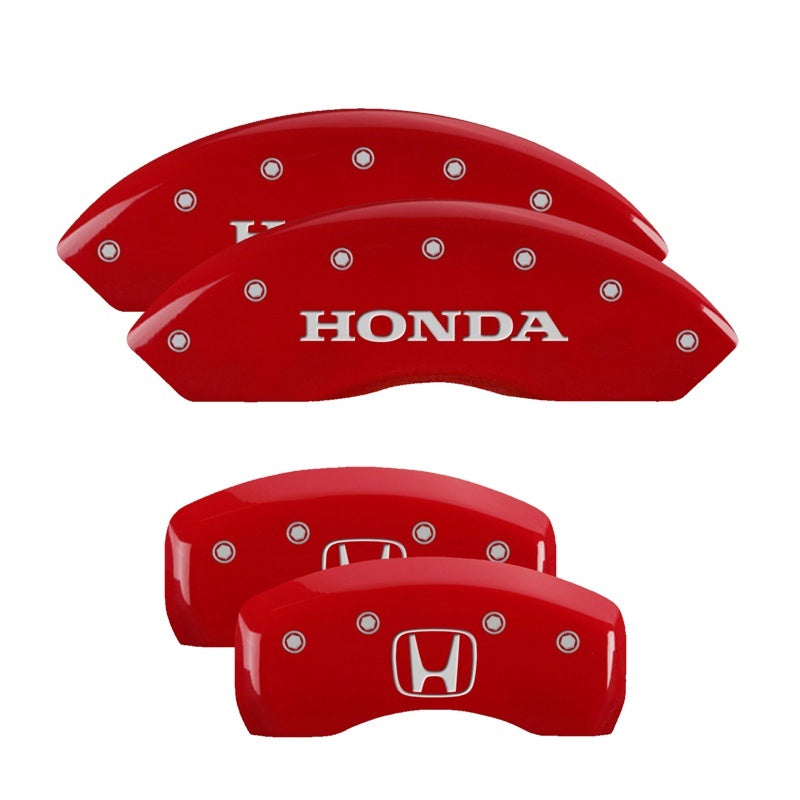 MGP 4 Caliper Covers Engraved Front Honda Engraved Rear H Logo Red finish silver ch