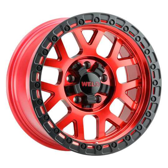 Weld Off-Road W133 17X9 Cinch 5X114.3 5X127 ET-12 BS4.50 Candy Red / Satin Black Ring 78.1