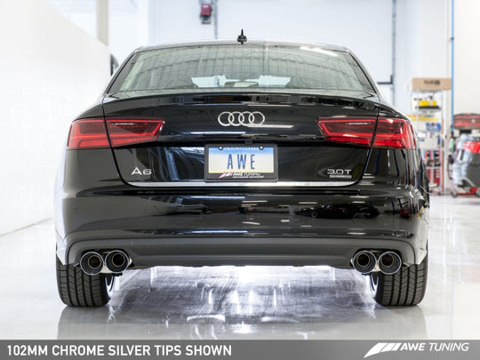 AWE Tuning Audi C7.5 A7 3.0T Touring Edition Exhaust - Quad Outlet Chrome Silver Tips