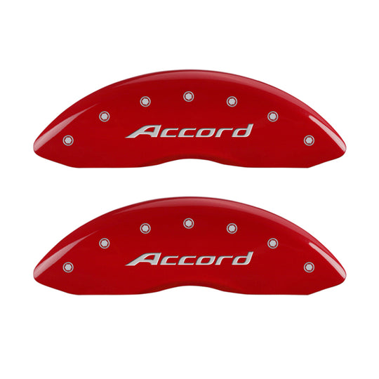 MGP 4 Caliper Covers Engraved Front Accord Engraved Rear Accord Red finish silver ch