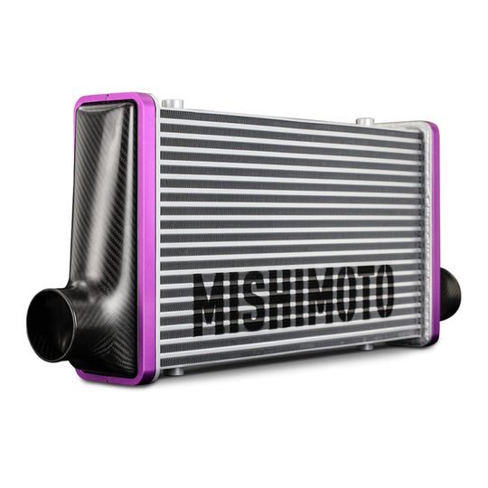 Mishimoto Universal Carbon Fiber Intercooler - Gloss Tanks - 525mm Gold Core - S-Flow - DG V-Band