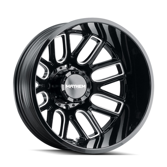 Mayhem 8107D Cogent Dually 22x8.25/8x165.1 BP/-232mm Offset/121.3mm Hub Black w/ Milled Spokes Wheel