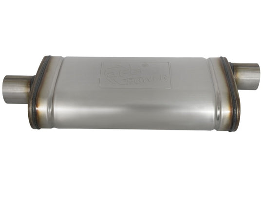 aFe MACHForce XP SS Muffler 2.5in Center Inlet / 2.5in Offset Outlet 18in L x 9in W x4in H Body