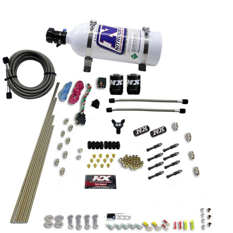 Nitrous Express 8 Cyl Dry Direct Port 2 Solenoids Nitrous Kit (200-600HP) w/5lb Bottle