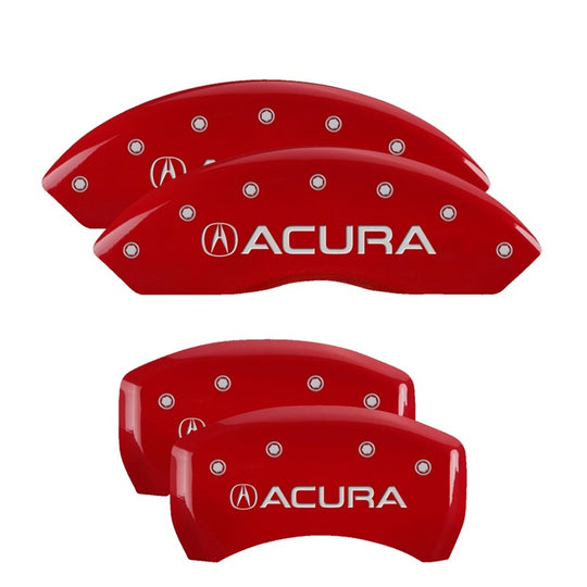 MGP 4 Caliper Covers Engraved Front & Rear Acura Red Finish Silver Char 2019 Acura RDX