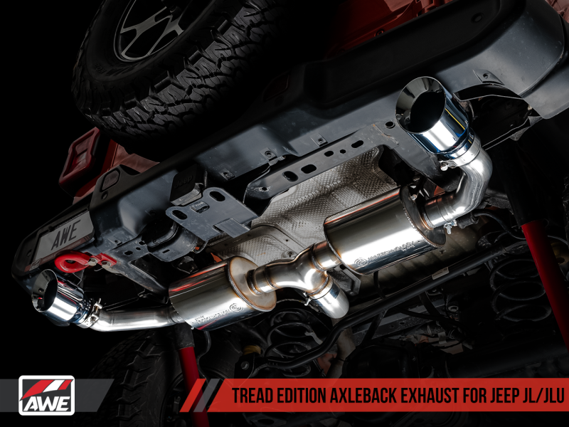 AWE Tuning 2018+ Jeep Wrangler JL/JLU Tread Edition Axle-Back Dual Exhaust - Chrome Silver Tips