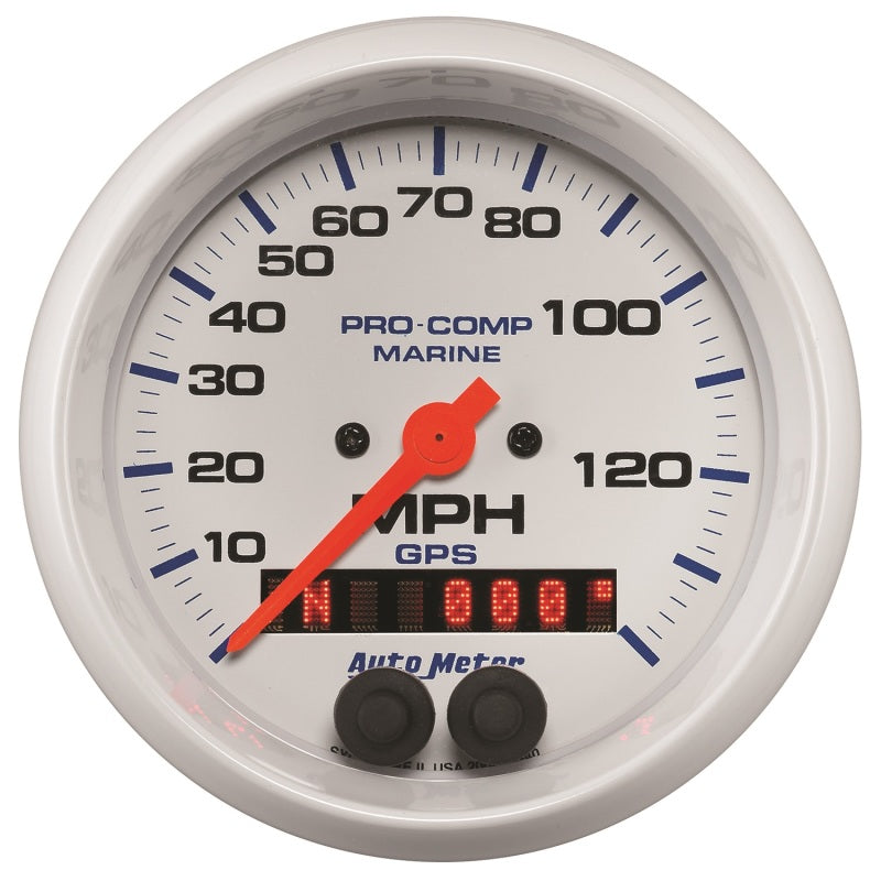 Autometer Gauge GPS Speedometer 3-3/8in 140 MPH Marine White Gauge