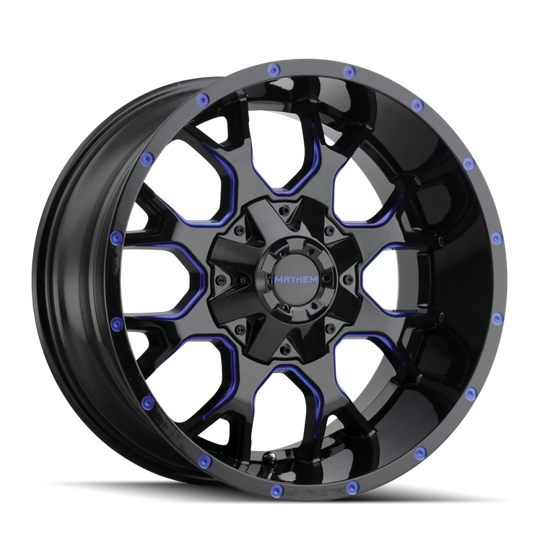 Mayhem 8015 Warrior 18x9 / 5x127 BP / -12mm Offset / 87mm Hub Black w/ Prism Blue Wheel