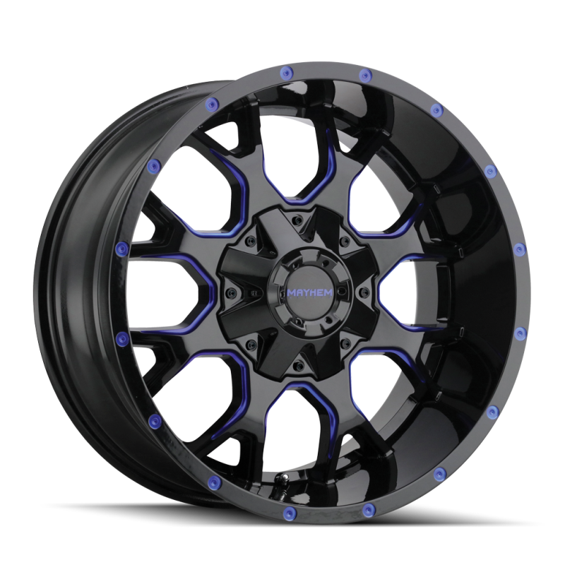 Mayhem 8015 Warrior 17x9 / 8x165.1 BP / -12mm Offset / 130.8mm Hub Black w/ Prism Blue Wheel