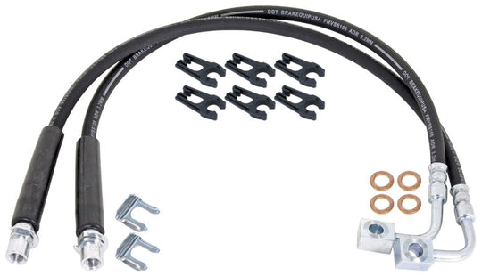 RockJock JT Gladiator Brake Hose Kit Rear w/ Hoses Frame Clips Copper Washers ABS Wire Clips Pair