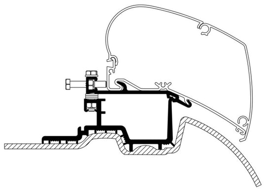 Thule HideAway Awning Roof Mount Adapter for Mercedes Sprinter (w/o OE Track) - Silver