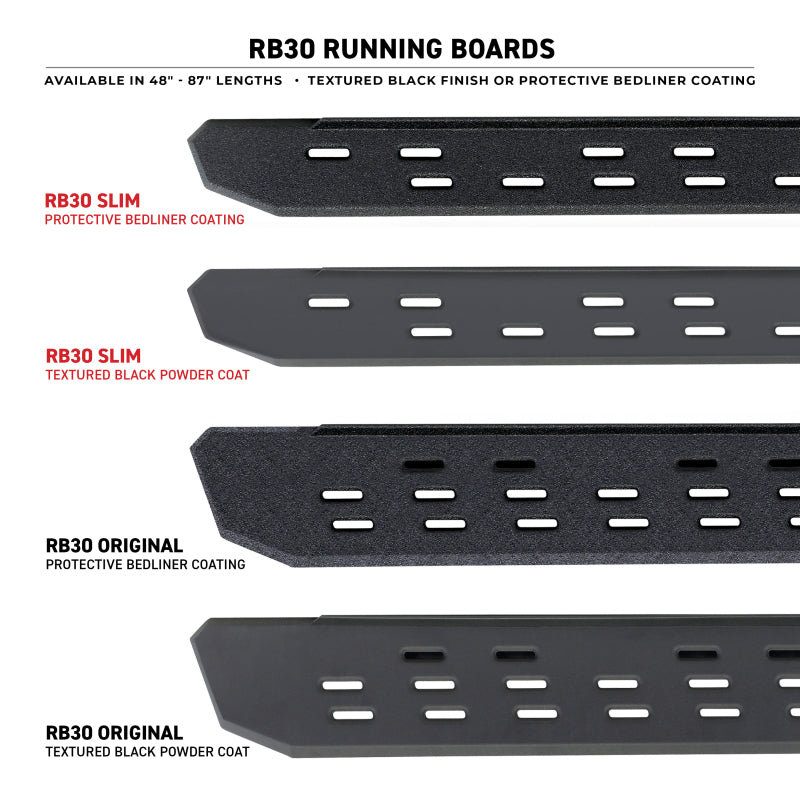 Go Rhino RB30 Slim Line Running Boards 87in. - Bedliner Coating (Boards ONLY/Req. Mounting Brackets)