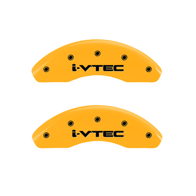 MGP 4 Caliper Covers Engraved Front & Rear I-Vtec Yellow Finish Black Char 2010 Honda CR-V