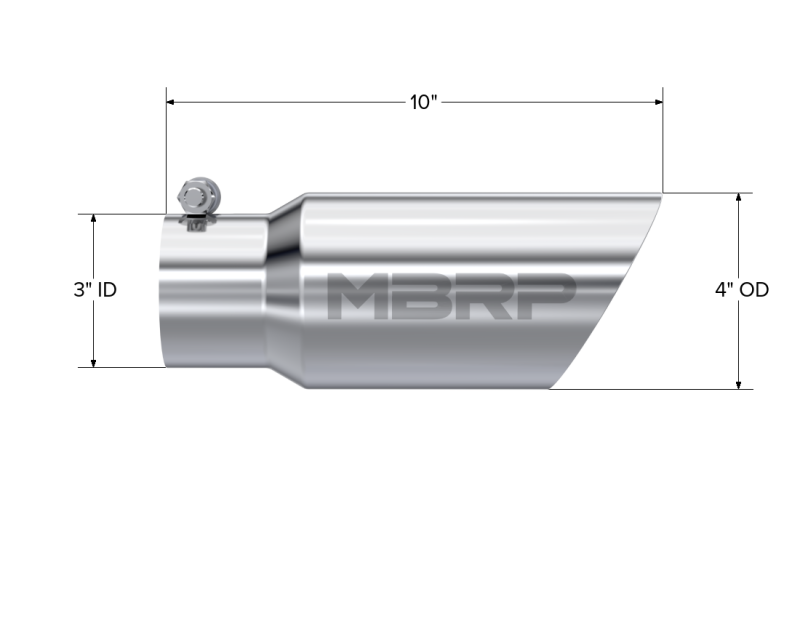 MBRP Universal Tip 4in OD 3in Inlet 10in Length Dual Wall Angled End T304