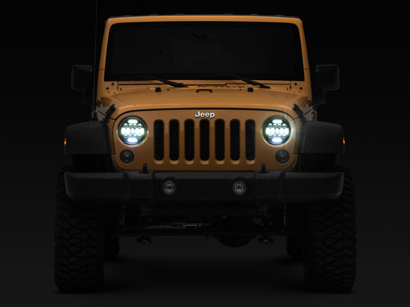 Raxiom 97-18 Jeep Wrangler TJ/JK Axial Series 13-LED Headlights- Black Housing (Clear Lens)