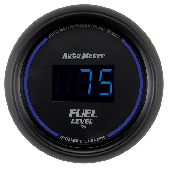 Autometer Cobalt Digital 52.4mm Black Programmable Empty-Full Range Fuel Level Gauge