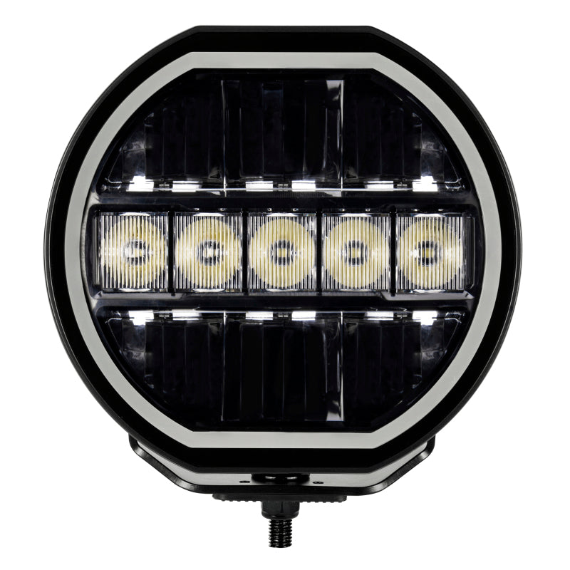 Go Rhino Xplor Blackout Series Maxline LED Hi/Low Beam w/Multi DRL (Surface Mount) 7in. - Blk