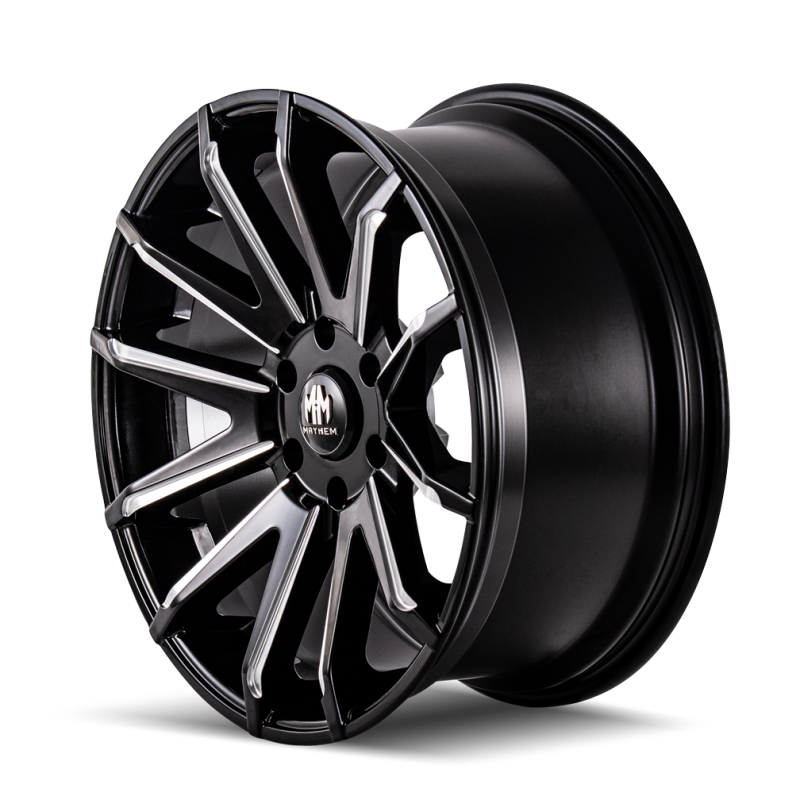 Mayhem 8109 Crossfire 22x9.5 / 5x150 BP / 25mm Offset / 110mm Hub Black w/ Milled Spokes Wheel