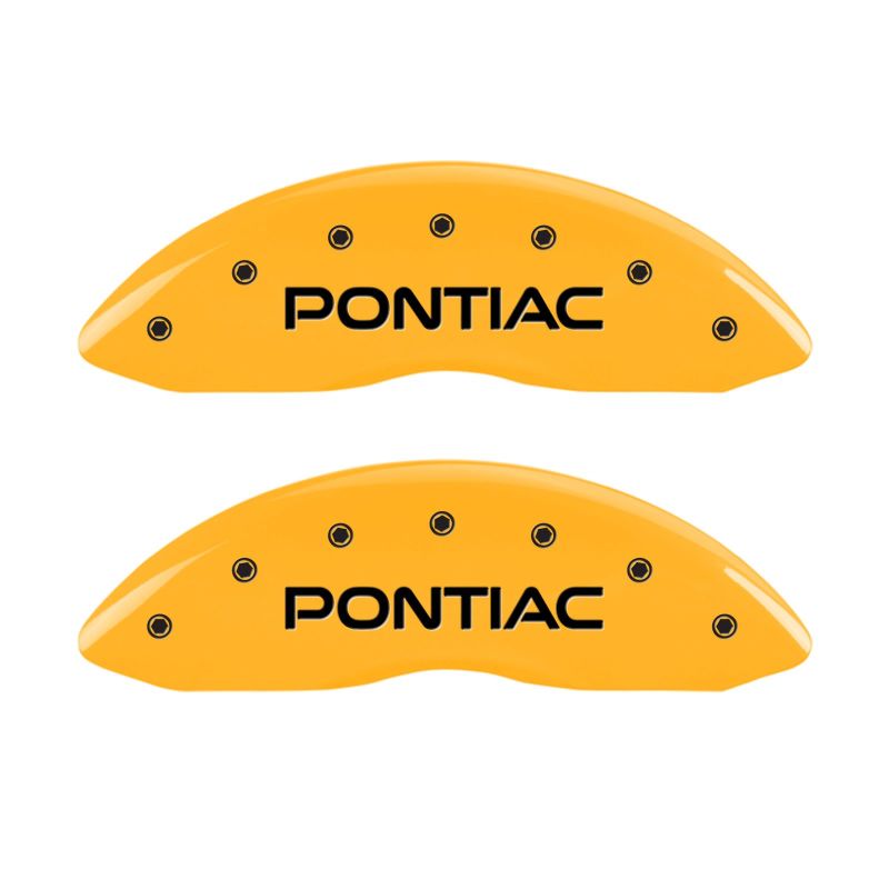 MGP 4 Caliper Covers Engraved Front Pontiac Rear Arrow Yellow Finish Blk Char 05 Pontiac Bonneville