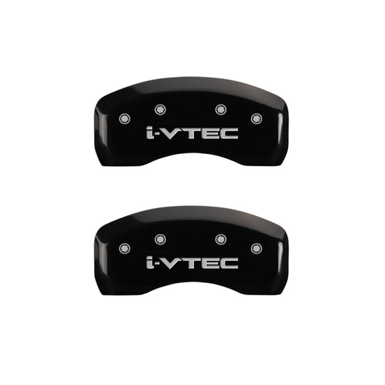 MGP 4 Caliper Covers Engraved Front & Rear I-Vtec Black Finish Silver Char 2010 Honda Civic