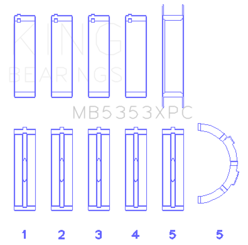 King Ford 281 4.6L SOHC 16v  Performance Main Bearing Set - Coated