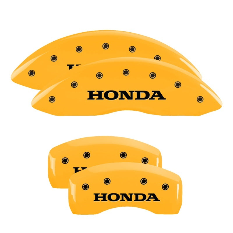 MGP 4 Caliper Covers Engraved Front & Rear Honda Yellow finish black ch